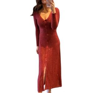 Misa Los Angeles Rafael Sparkly Cardigan Maxi Sweater Dress NWT Size M